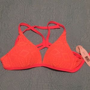 Pink red camel push up swim top
